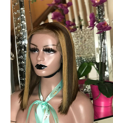 Caramel Machiatto Money Piece Bob Wig